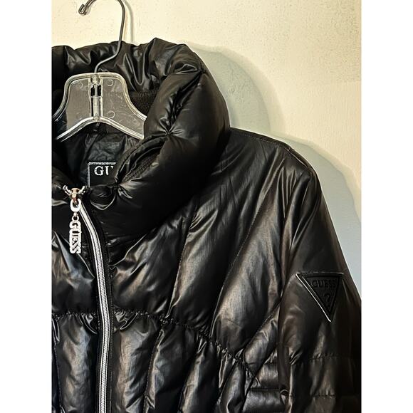 GUESS BLACK DOWN QUILTED PUFFER JACKET COAT SIZE M / MEDIUM - Picture 1 of 7